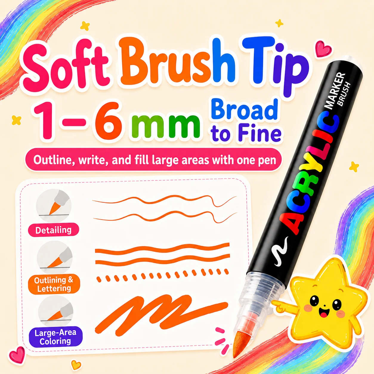 12/24/36/48/60 Colors Acrylic Paint Pens Markers Brush Tip Paint Markers For Rock Painting Wood Stone Glass Gift DIY Crafts image 5
