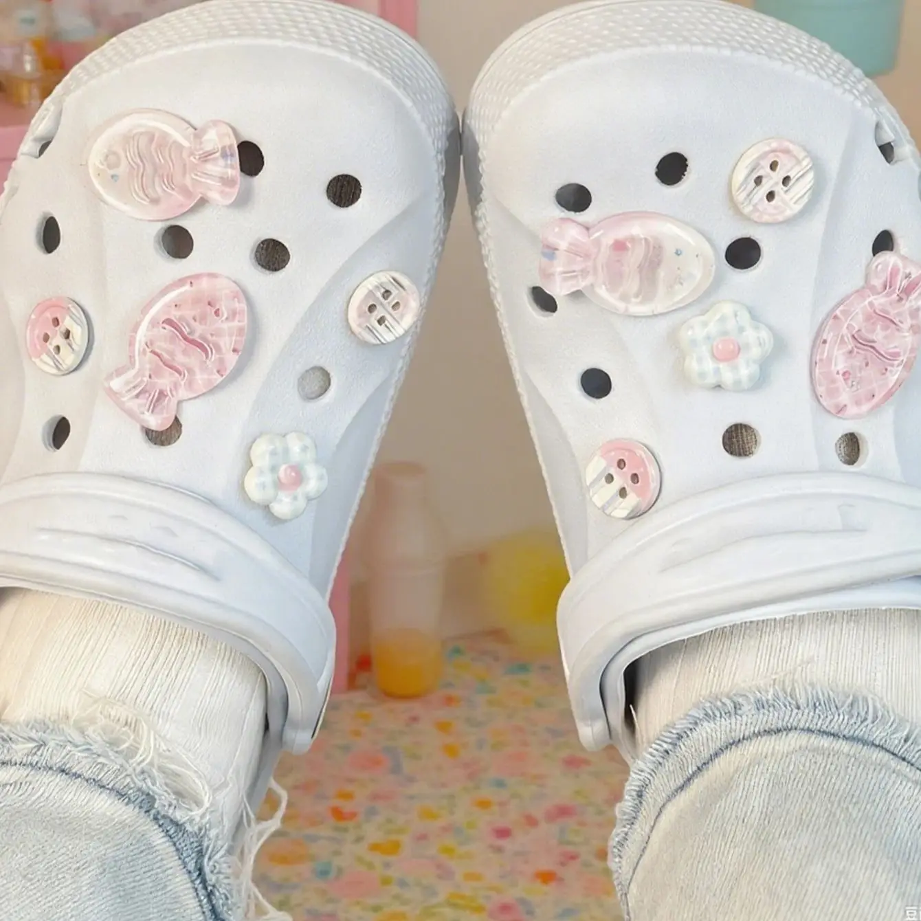 لطيف الأسماك الصغيرة زهرة زر إبزيم الحذاء Kawaii إكسسوارات الأحذية DIY انفصال أبازيم الأحذية التصميم الإبداعي أحذية متعددة الاستخدامات #1