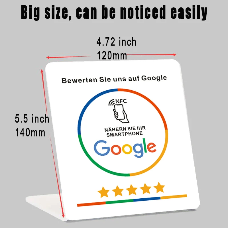 German Wording NFC-Enabled Google Reviews Cards Boost Your Business PVC Material Durable