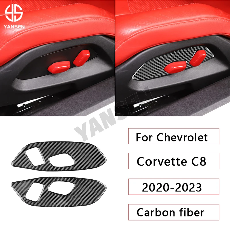 

Car Seat Adjustment Button Panel Carbon Fiber Cover Sticker For Chevrolet Corvette C8 2020-2023 Car Accessories