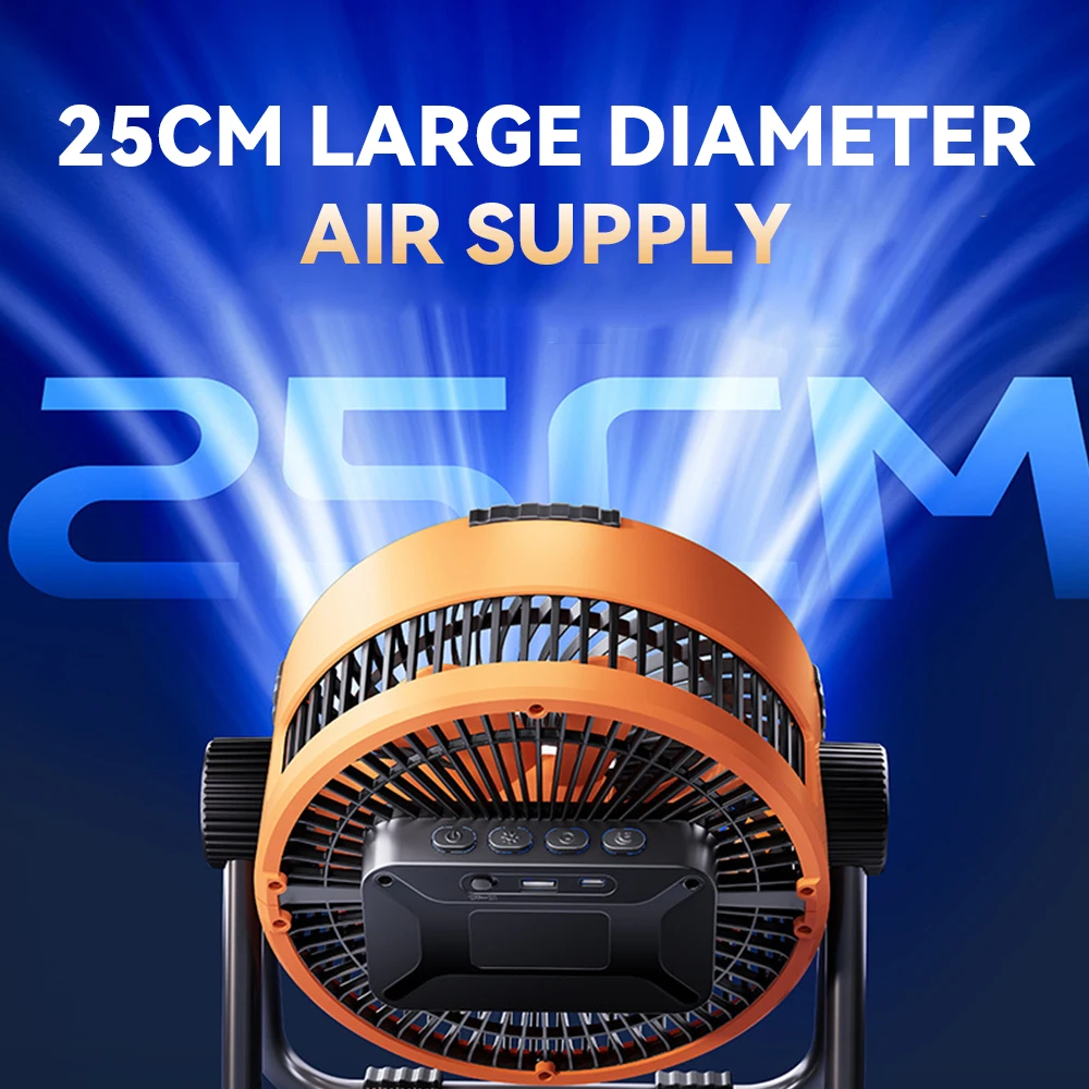 20000mAh Camping Fan Rechargeable Battery Portable Outdoor Fan Wireless Tent Ceiling Fan Air Circulators with Hook and LED Light