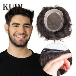 Pelucas con Base de encaje Pu para hombres, tupé australiano, cabello humano 100%, prótesis de cabello masculino, peluca transpirable para hombres, prótesis capilar