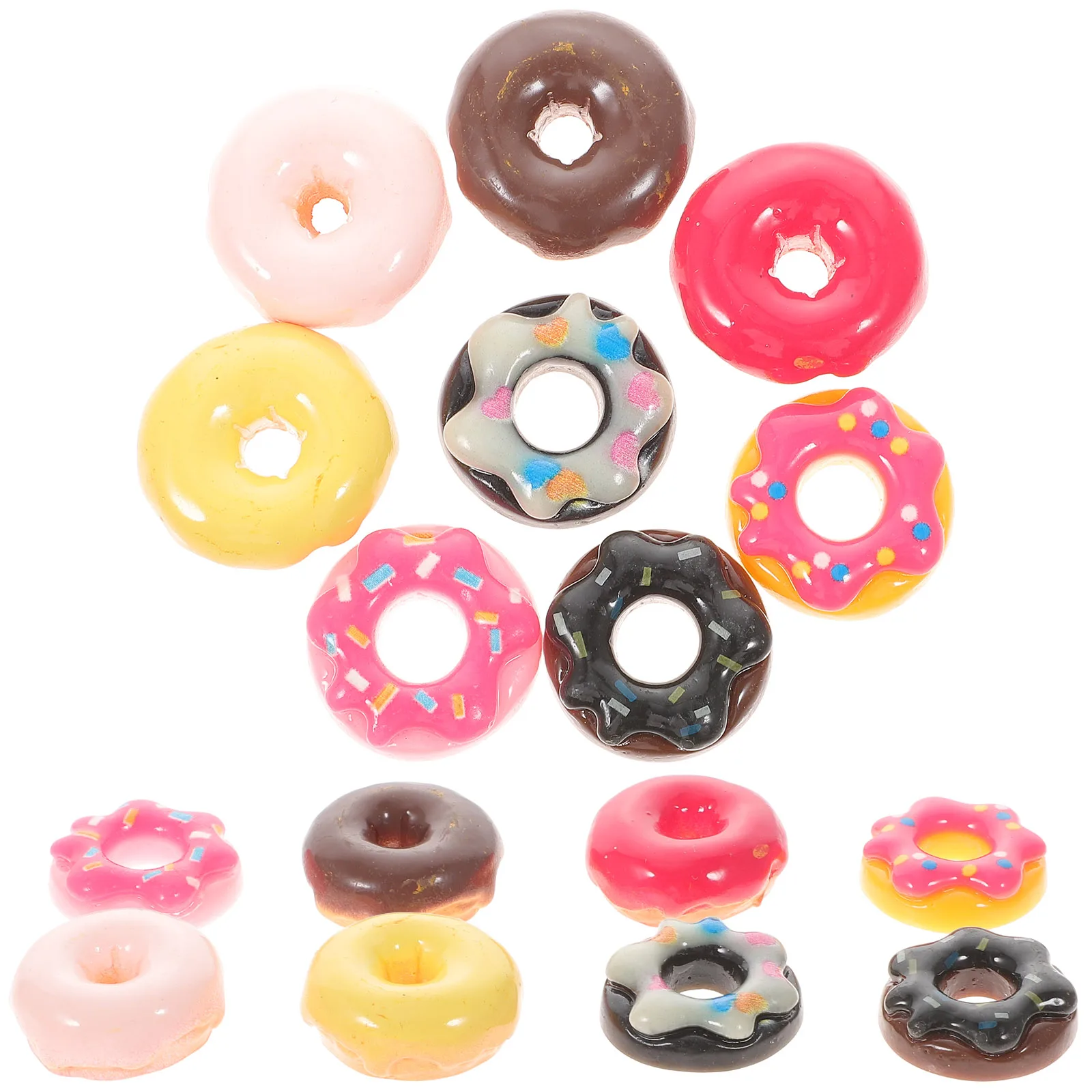 

24 Pcs Simulated Donut Keychain Charms Cute Resin Jewelry Making Crafting Accessories DIY Hairpin Earrings Decorations Doughnut