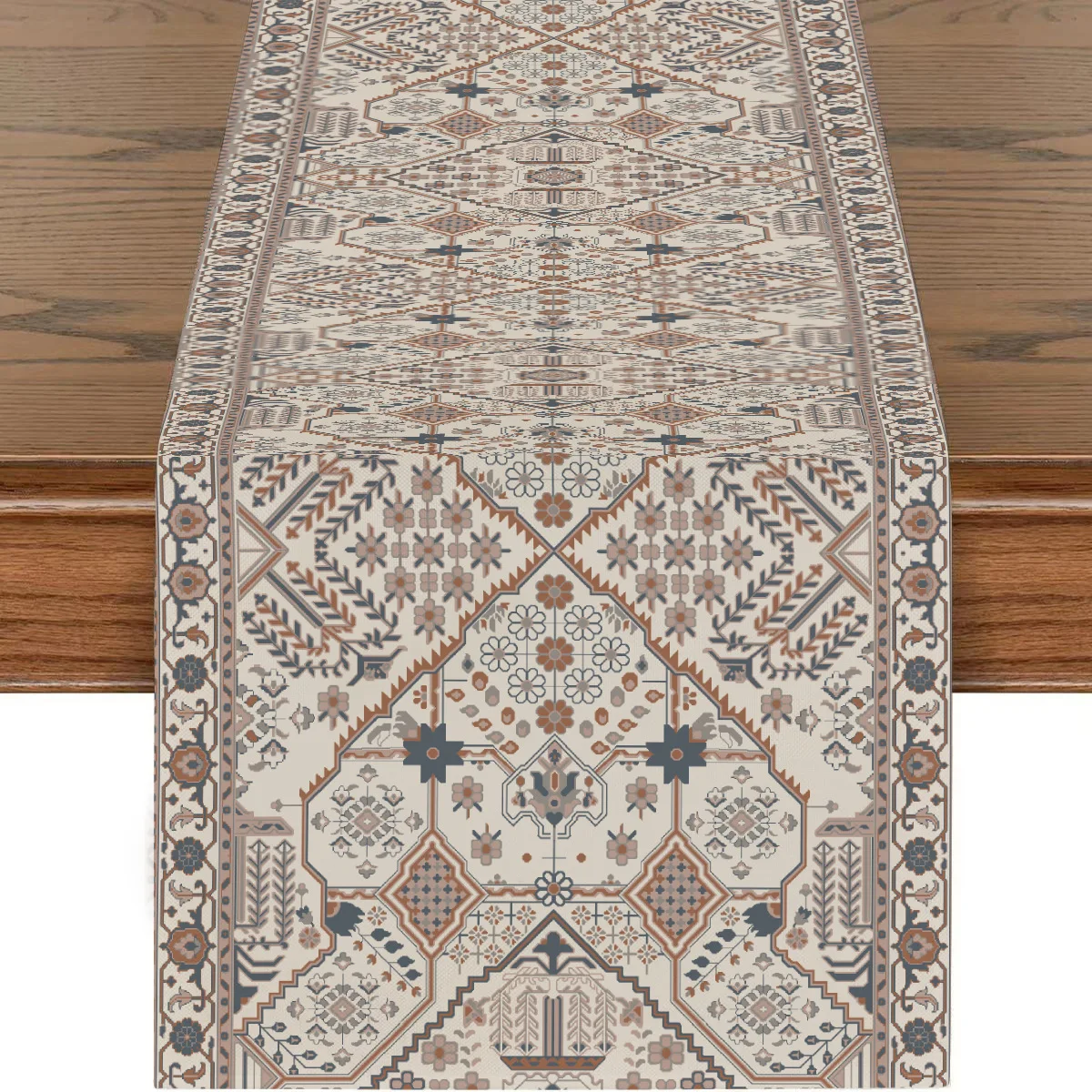 VIKAMA Textured Bohemian Table Runner Central European Romantic Linen Look Elegant Home Decor
