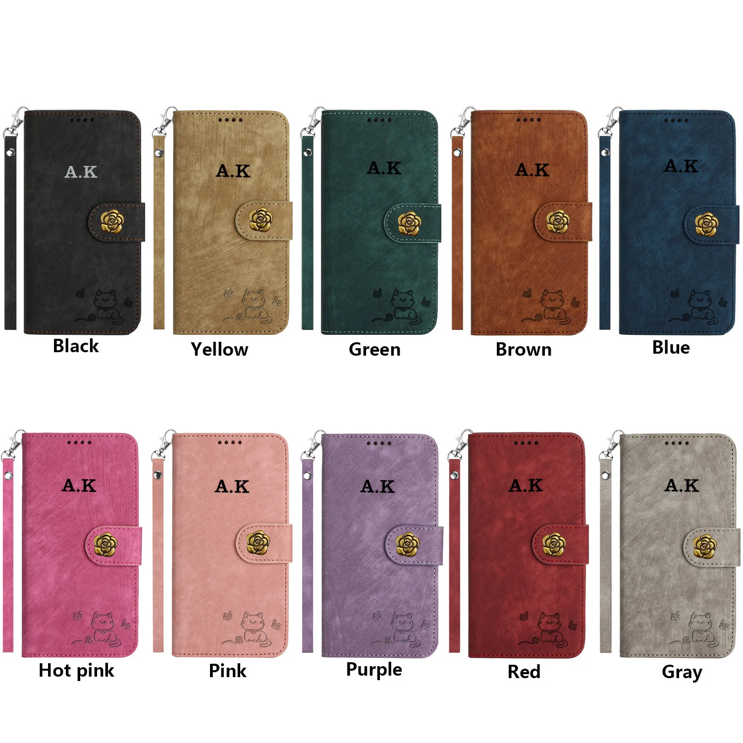 Custom name Cute cat card package Retro leather Case for iPhone 16 15 14 Phone Cover 13 12 11 Pro MAX soft Shockproof Back Funda