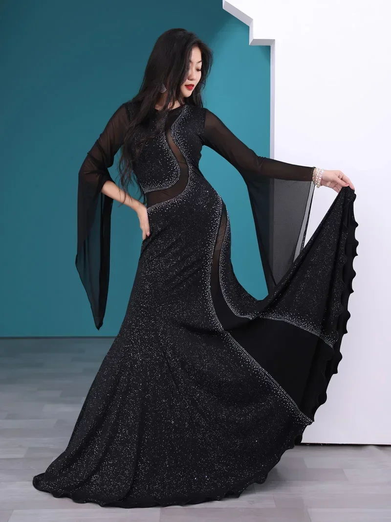 

Dancer Belly Dance Outfit Iraqi iraq Hair Throwing Robe Kawleeya Performance Costume Sheer Dress Dance Accessories
