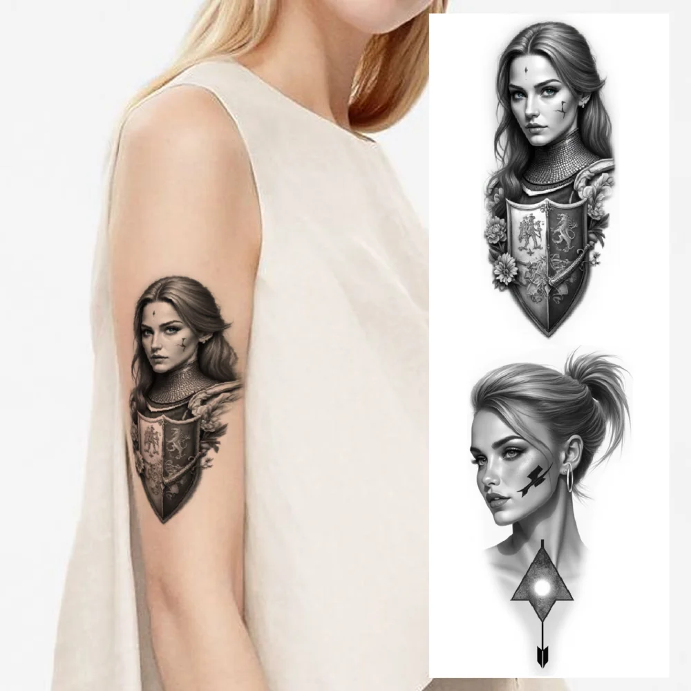 12pcs Temporary Tattoo  Realistic temporary tattoos Warrior Helmet Tattoo Musician Tattoo Wizard Tattoo for Adults men arms