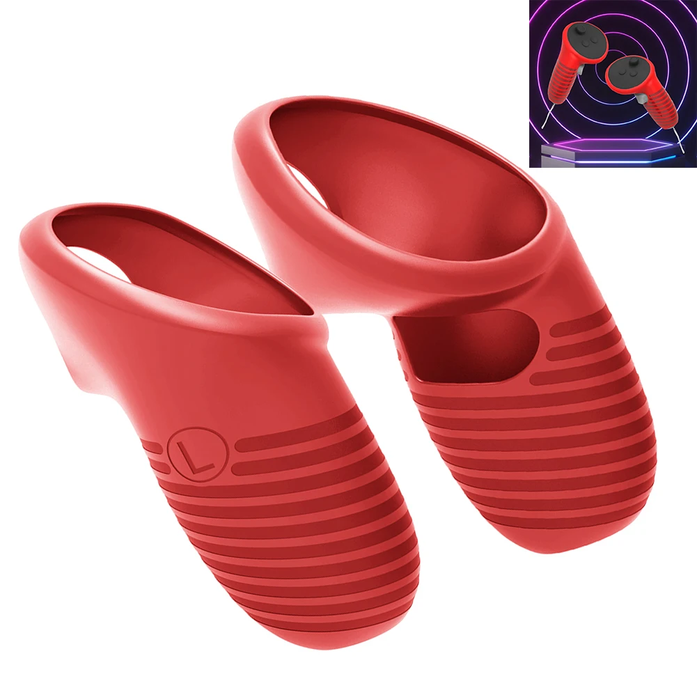 

1 Pair Silicone Gamepad Grip Cover Anti-Fall Controller Protective Cover with Adjustable Strap for Meta Quest 3 VR Accessories