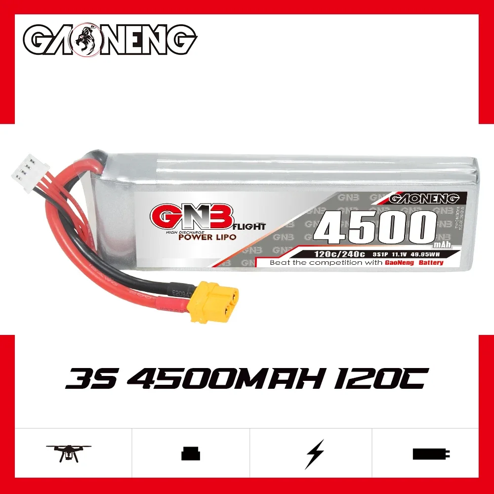 

GAONENG GNB 4500mAh 3S 120C 240C 11.1V XT60 LiPo Battery RC Truck Airplane Helicopter MultiCopter RC Boat RC Hobbies