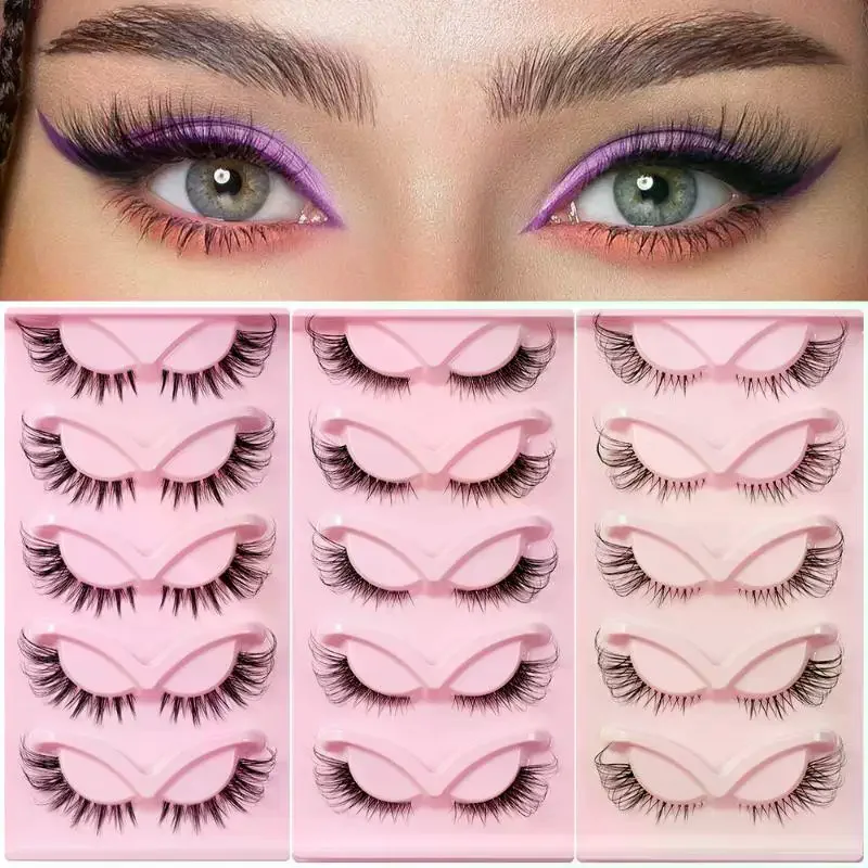 5 Pairs Fox Eye False Eyelashes End Lengthening Long Curling Thick Fluffy All-match Comfortable Fake Lashes Look