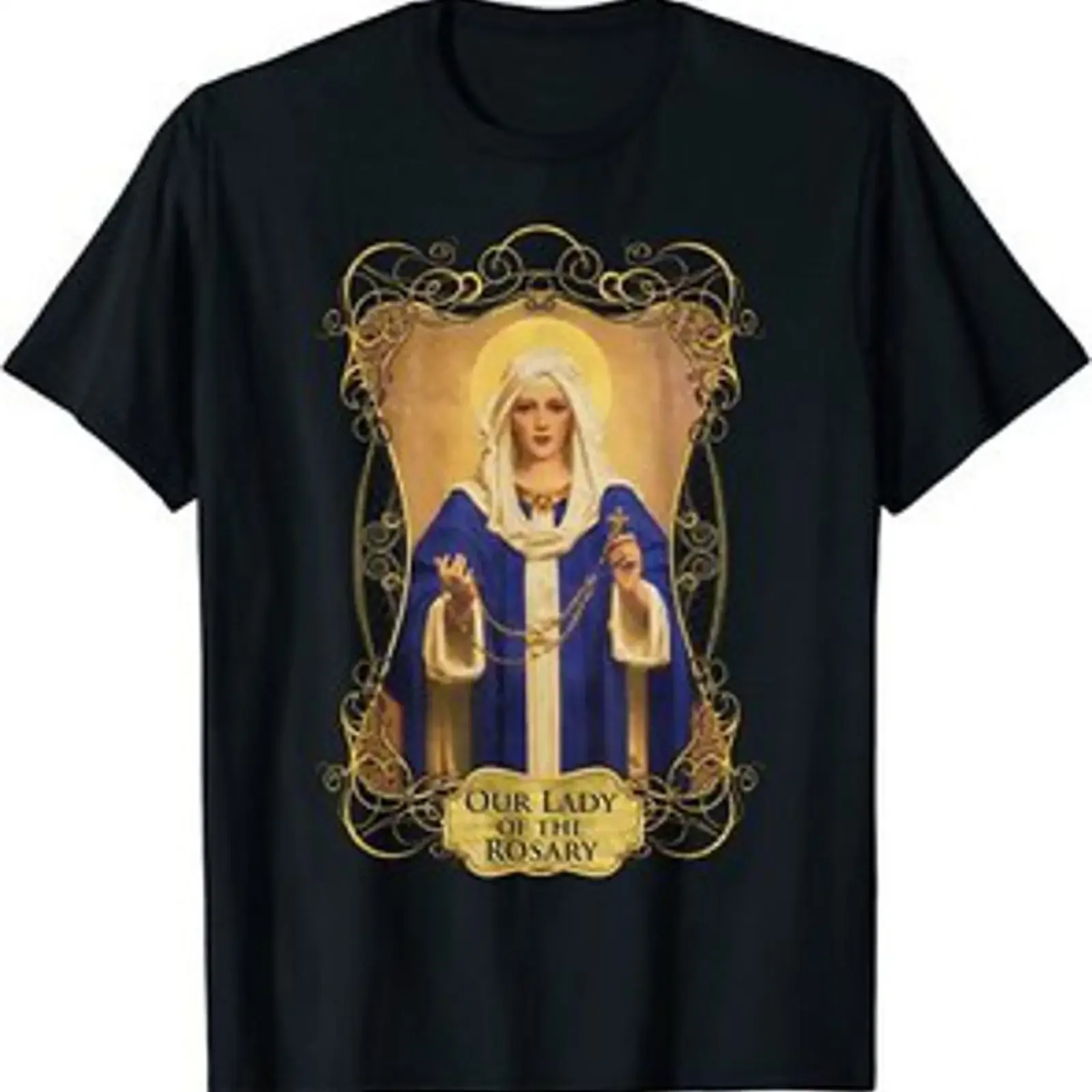 NUEVA LIMITADA Camiseta Nuestra Señora del Rosario Oración Católica Rosarios María vintage Washed homme Unisex graphic