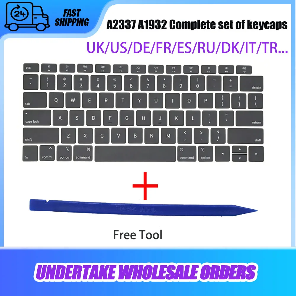 A1932 A2337 New Key Keycaps Keys Cap US UK French Denmark Repair For Macbook Air Retina 13 Inch Replacement Laptop Keycaps