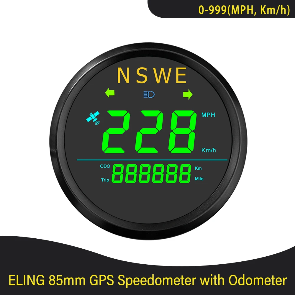 

Universal 85mm Digital GPS Speedometer 0-999 MPH km/h with Backlight GPS Antenna for Auto Motorboat Yachts