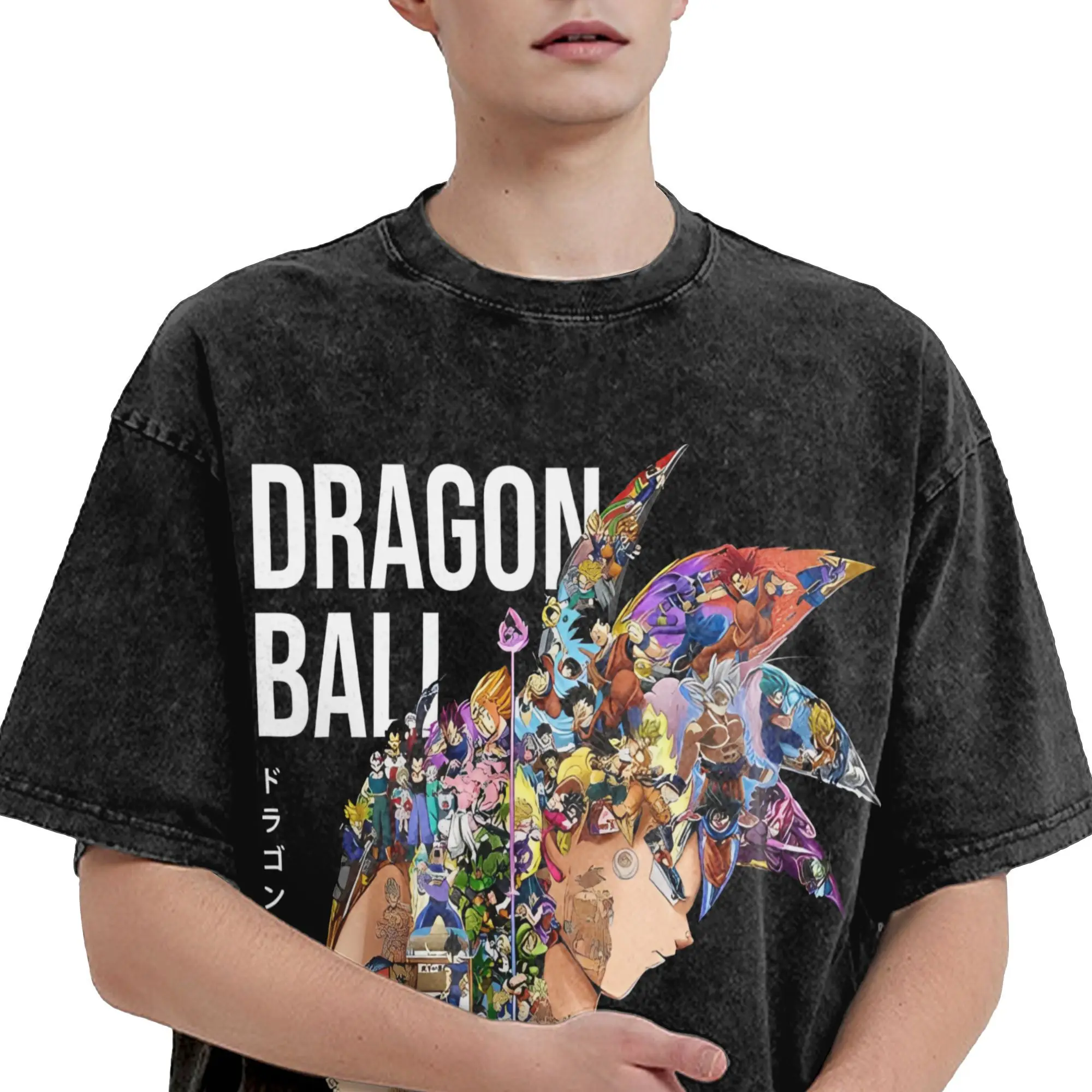 Dragon Ball DragonBall anime T Shirt Hip Hop Washed Short Sleeve Street T-Shirts  Fashion for Men Women Streetwear Tops Tees