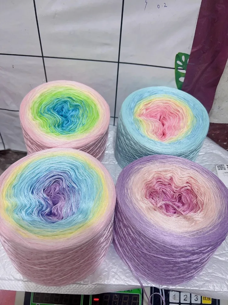 300G/Ball Cotton Woven Thread Gradient Baby Twine Cake Ball 6 Strands Mercerized Cotton Hand-DIY Crochet Pillow Cushion Shawl