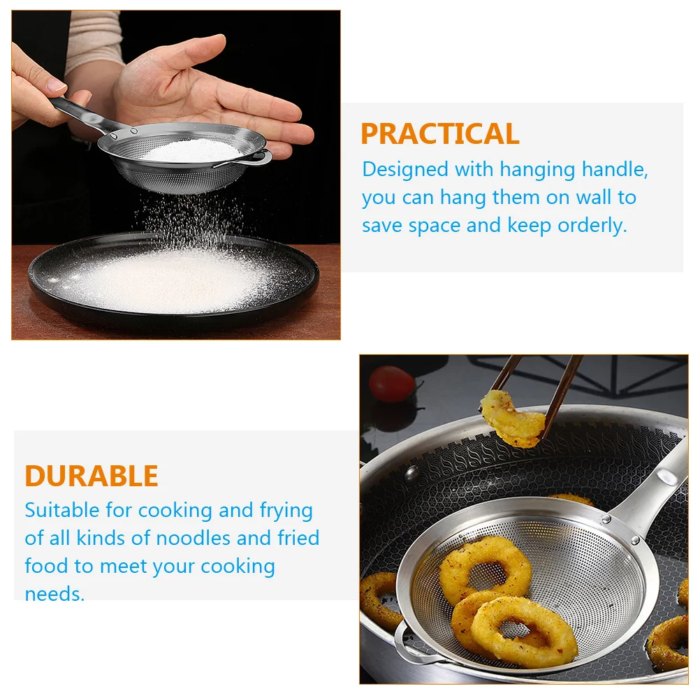 

2pcs Stainless Steel Mesh Strainers Multi-Function Oil Food Strainer Rust-Proof Reusable Kitchen Tool For Frying Filtering