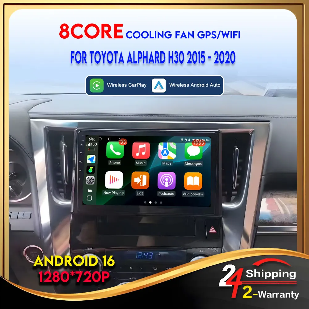 Android 16 Player For Toyota Alphard H30 2015 - 2020 Car Radio Multimedia Player Automotive  Video Stereo 8Core Gps Car Play