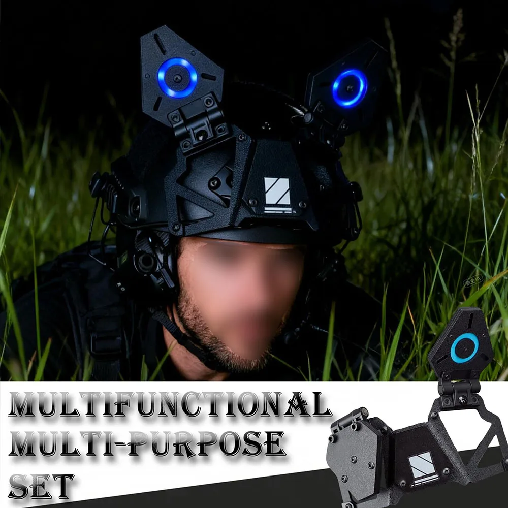 

RGB 3-Color Tactical Helmet Cat Ear Light ABS Double-Sided Frosted Material Cosplay Tactical Gear Compatible Helmet Lamp