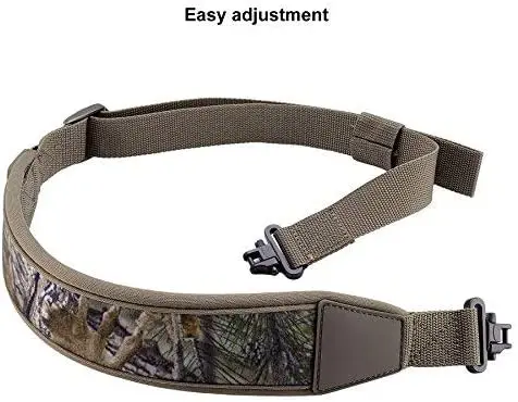 Two Point Rifle Gun Sling With Swivels Durable Shoulder Padded Strap Length Adjuster Khaki Camo Style Tactical Hunting Accessory