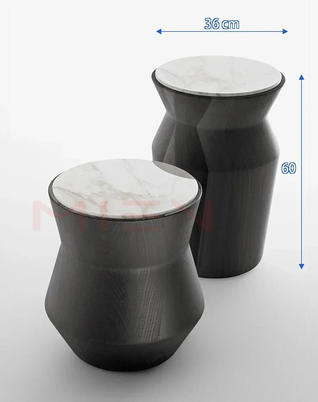 

Marble Round Rust Steel Metal Mobile Side Table