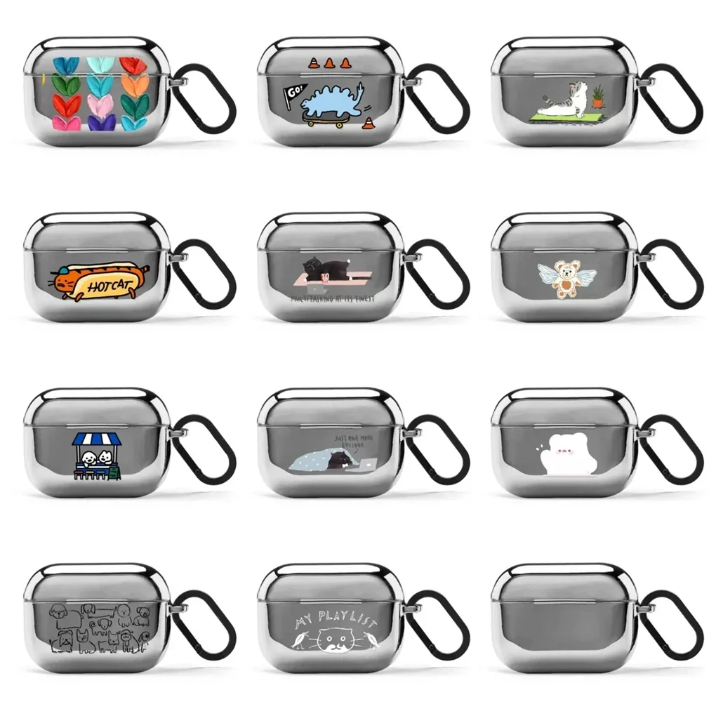 

Colorful Hearts Electroplated Case for AirPods 3 4 Pro Pro2 Airpod Pro Earbuds Protective Cover