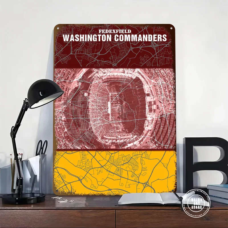 Washington Commanders FedE Tinplate Poster Customized Wall Art Vintage Metal Signs Retro Tin Plaque for Bedroom Decorations Home