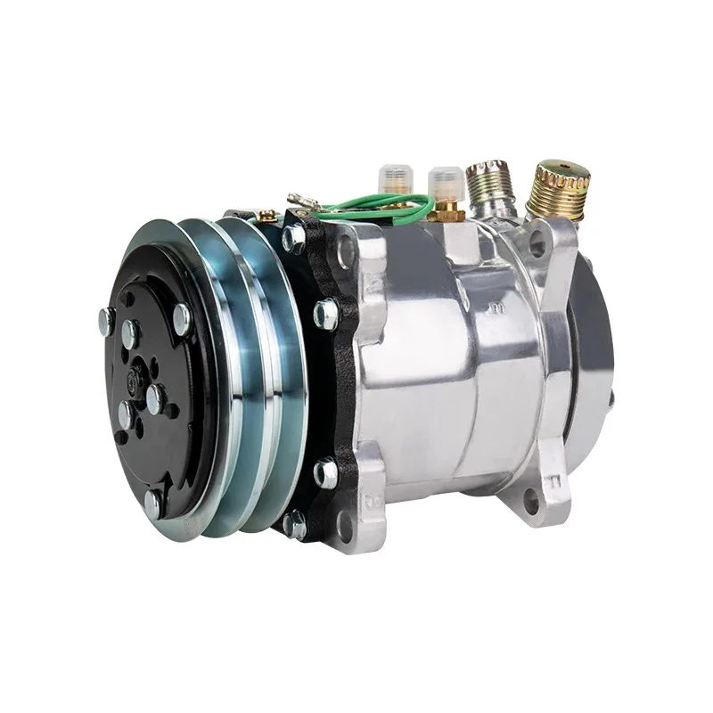 

SD507 5H11 507 AC Compressor Sanden Compressor 12V / 24V 2 Groove V Belt Pulley Tractor Excavator Heavy Duty Truck Hot Rod Cars