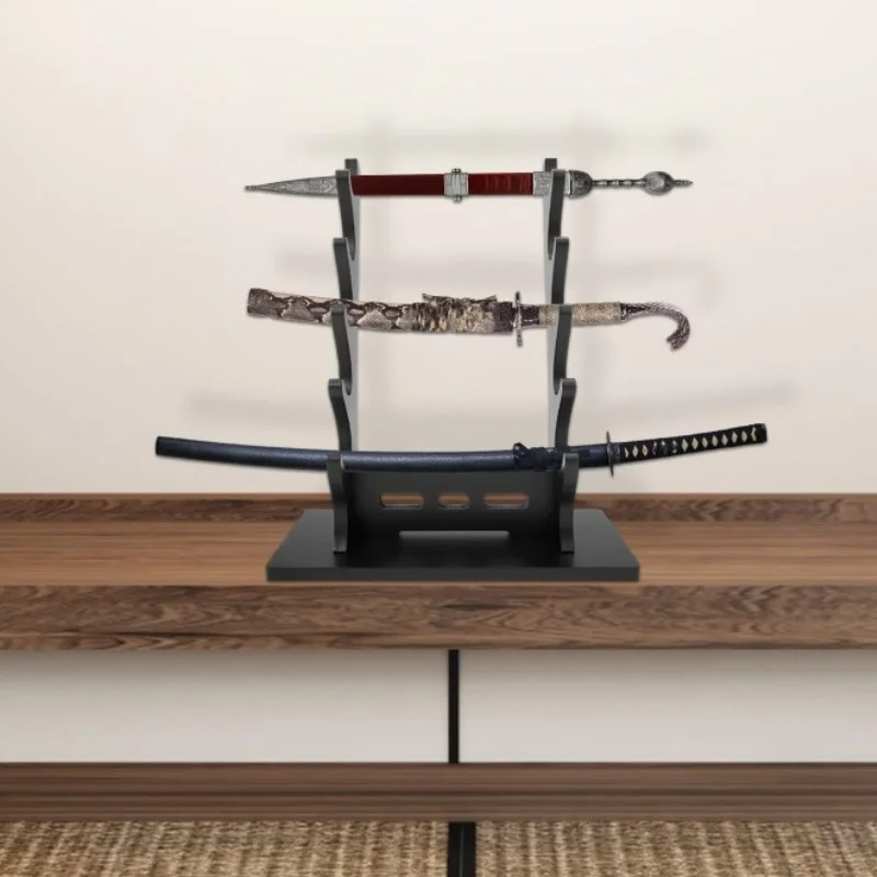 Multifunctional Sword Stand Display 4 Tier,Black Katana Stand Table Desktop,Multilayer Storage Sword Rack for Katana Tanto