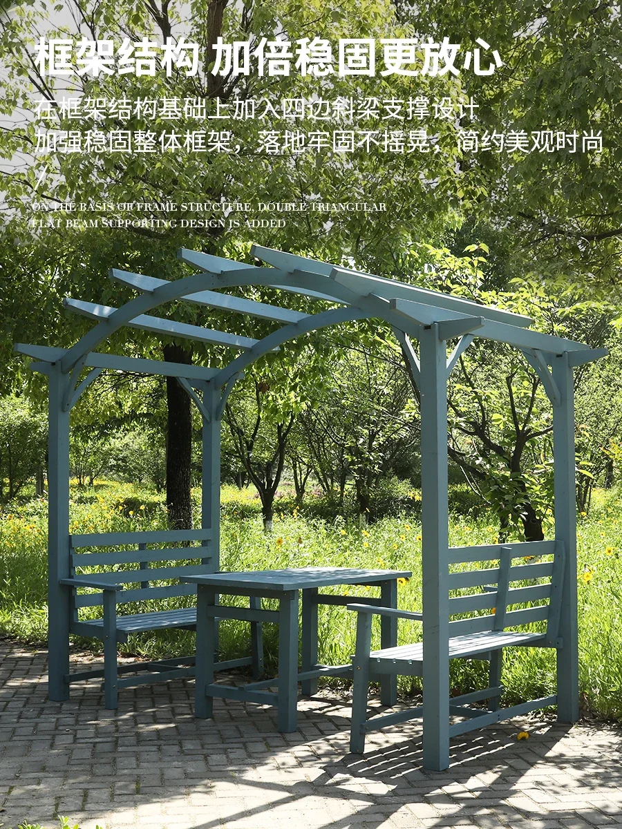 Farmhouse Solid Wood Construction Garden Pavilion Rust Proof Hardware UV Resistant Long Lasting Finish Quick Installation