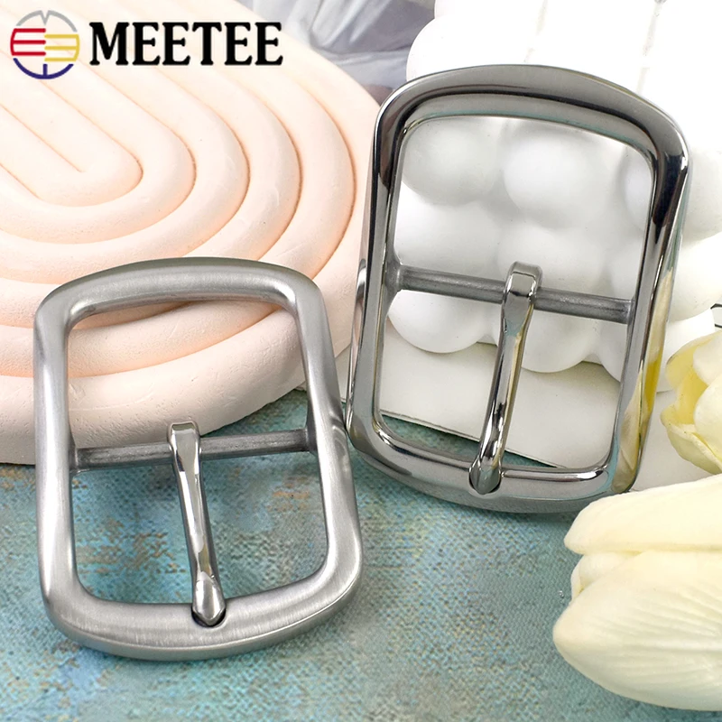 1Pc Meetee 35/40mm Stainless Steel Belts Buckles Metal Pin Belt Buckle for DIY Leather Craft Men Jeans Garment Accessories