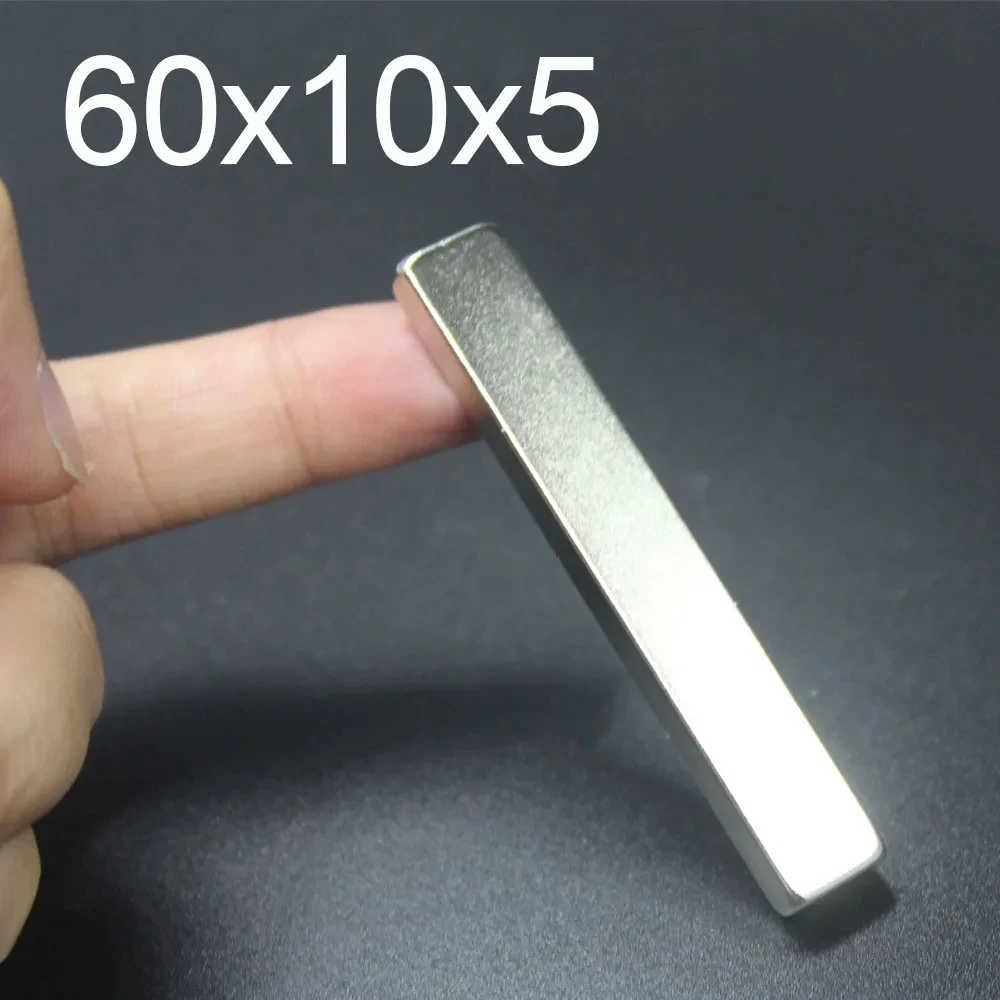 1/2/5Pcs 60x10x5 Neodymium Magnet 60mm x 10mm x 5 N35 NdFeB Block Super Powerful Strong Permanent Magnetic imanes