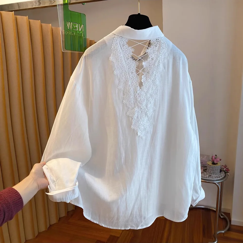 

Women Tops Blouses Fashion Lace Casual Long Sleeve Office Lady OL Shirts Slim Blusas Camisas De Mujer