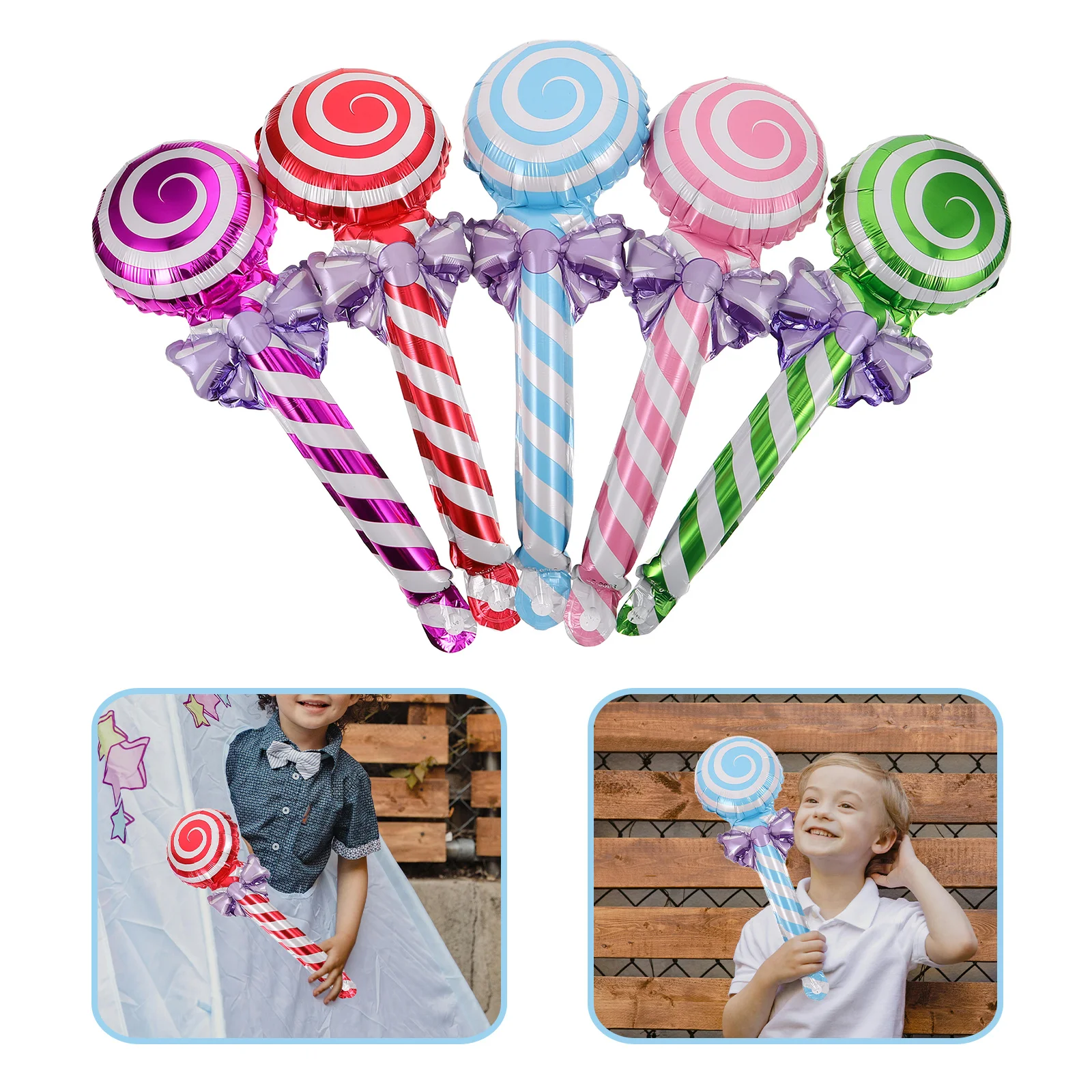 

50Pcs Jumbo Inflatable Lollipop Balloons Large 47cm Candy Shape Party Decorations Birthday Candyland Photo Booth Props Reusable