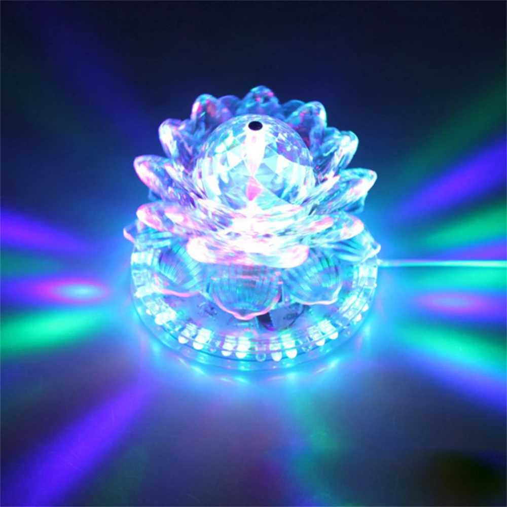 RGB LED DJ Disco Stage Light Auto Rotating Lotus Shape Magic Ball Lamp for Wedding Christmas Holiday Party KTV Bar Decoration