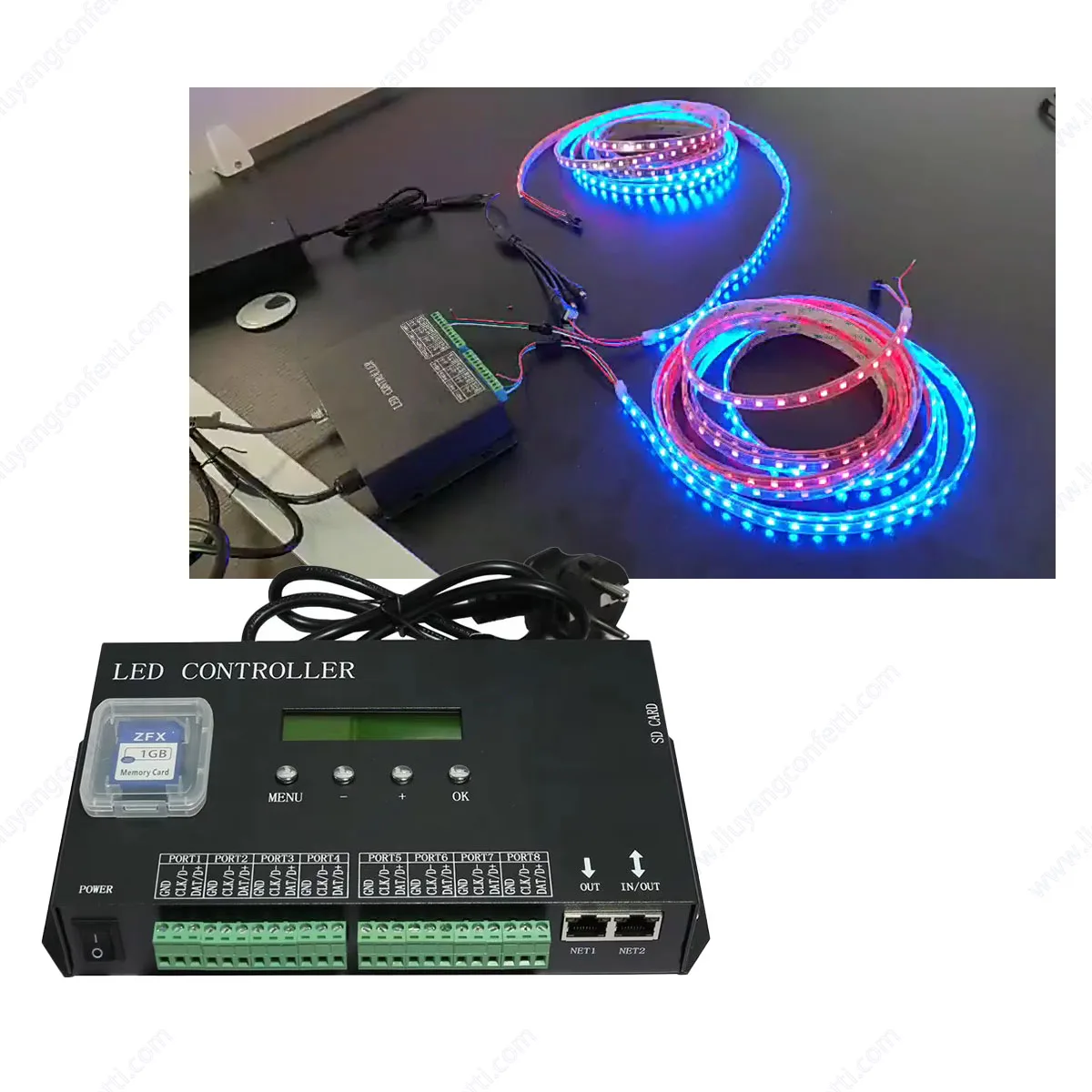 H807SA 8port Artnet DMX To SPI LED Pixel Controller Support SD Card DMX512 Console LED Stage Light Dancing Floor Led Strip light