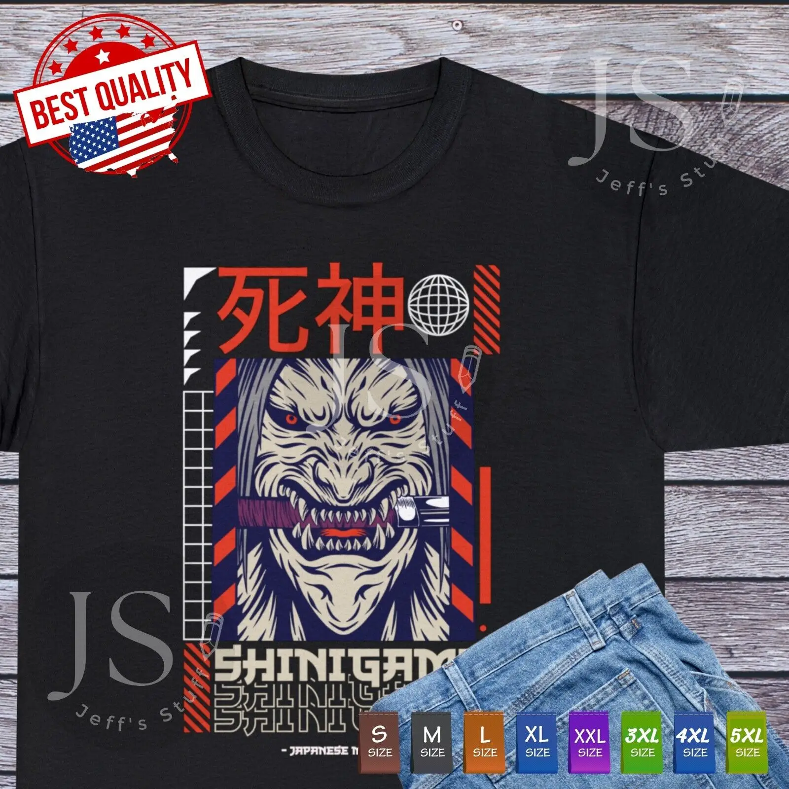 Shinigami Japanese T Shirt, Anime Manga Japanese Tee Clothing, Samurai Cosplay