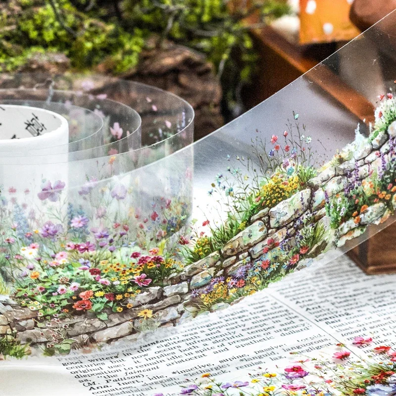 Tape Green Field Flower Wall Series Sealing Stickers Handbooks Albums Diaries Decorations Stickers Notebook Accessories