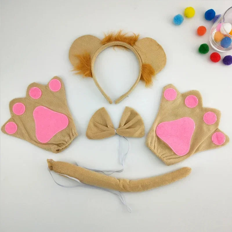 Adults Kids Plush Cartoon   Animal  Ear Headband  Tail Bow Tie Claw Theme  Party  Birthday Halloween Costume Cosplay