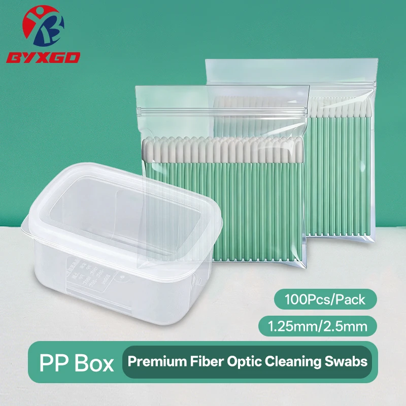 

BYXGD Fiber Optic Cleaning Swabs 100Pcs | Anti-Static Dust-Free | LC/SC/FC Connectors | Professional Cleaning Sticks