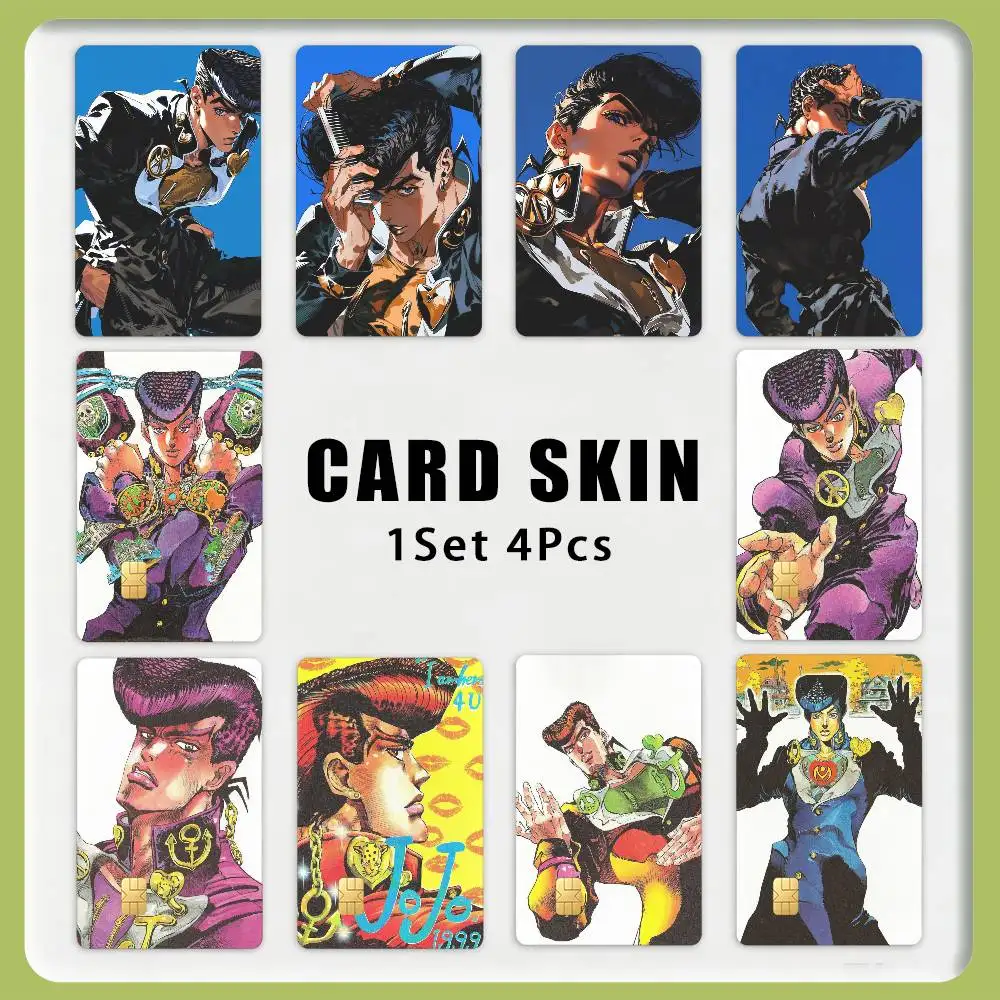 Cool Boy J-Jojo J-Josuke Higashikata 1Set 4Pcs Card Skin Stickers, Waterproof Decorative Film for Credit Debit Bank Bus IC Cards