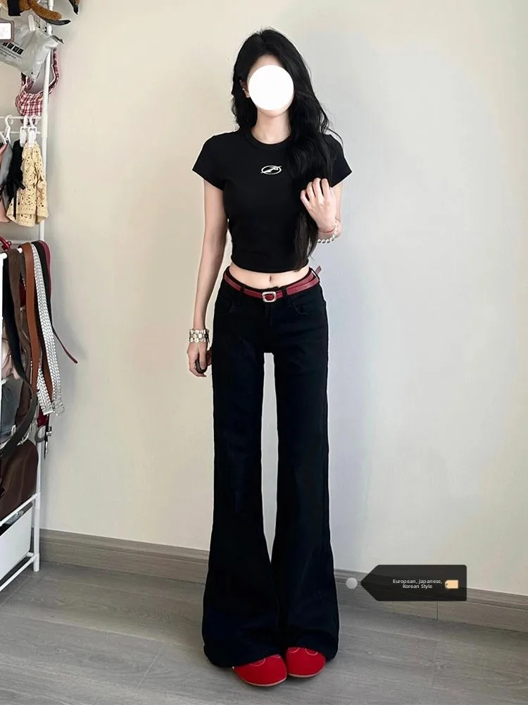 

Low Waist Bell Bottom Jeans Women's Loose Fit Comfortable High Waist Slimming Effect Spring Summer New Style Denim Pants