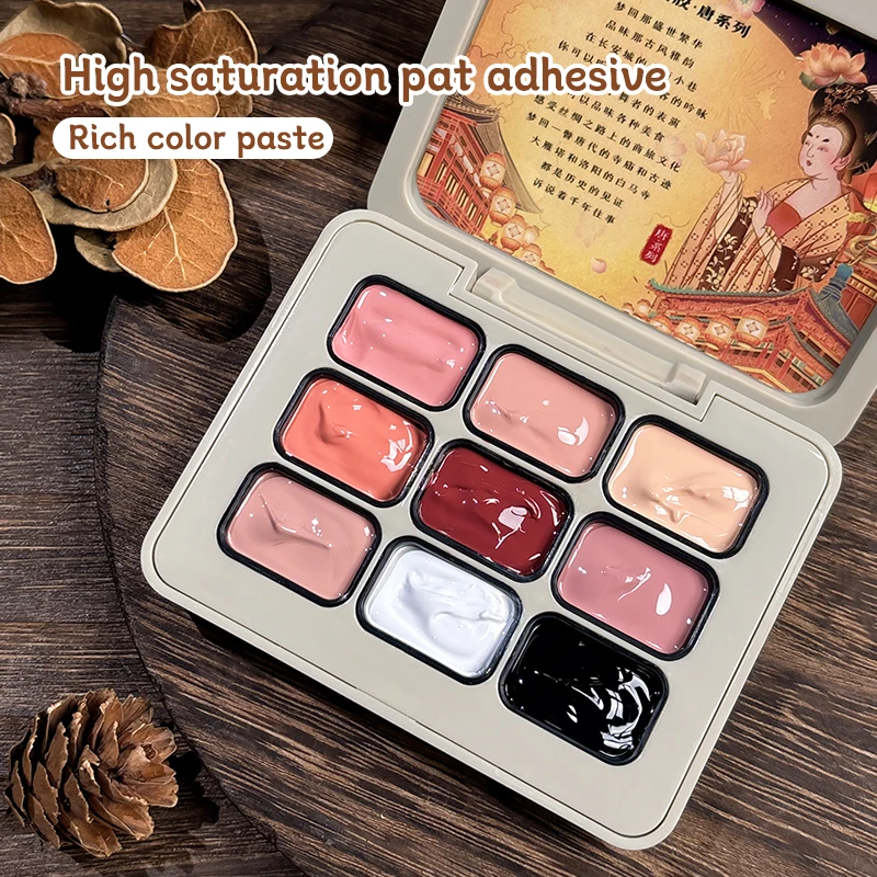 9-color Tang Dynasty Never Sleeps City Patting Glue Smudge المعلبة عالية التشبع شعبية شبه الصلبة طلاء الأظافر الغراء مسمار #6