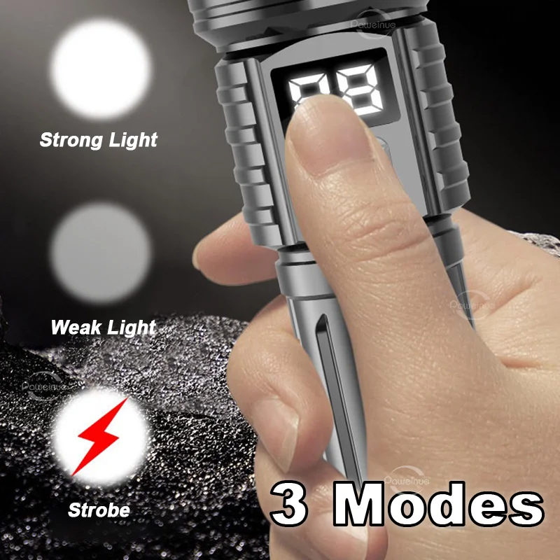Super Powerful Portable Torch Strong Light Long Range Flashlight High Power USB Rechargeable Flashlight Camping Fishing Lantern
