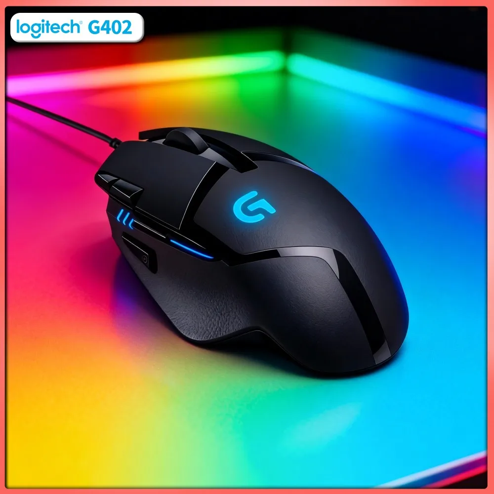 Logitech G402 Wired Gaming Mouse Fusion Engine 32-Bit ARM 4 DPI Modes Anti-Slip Comfortable Gaming Grips