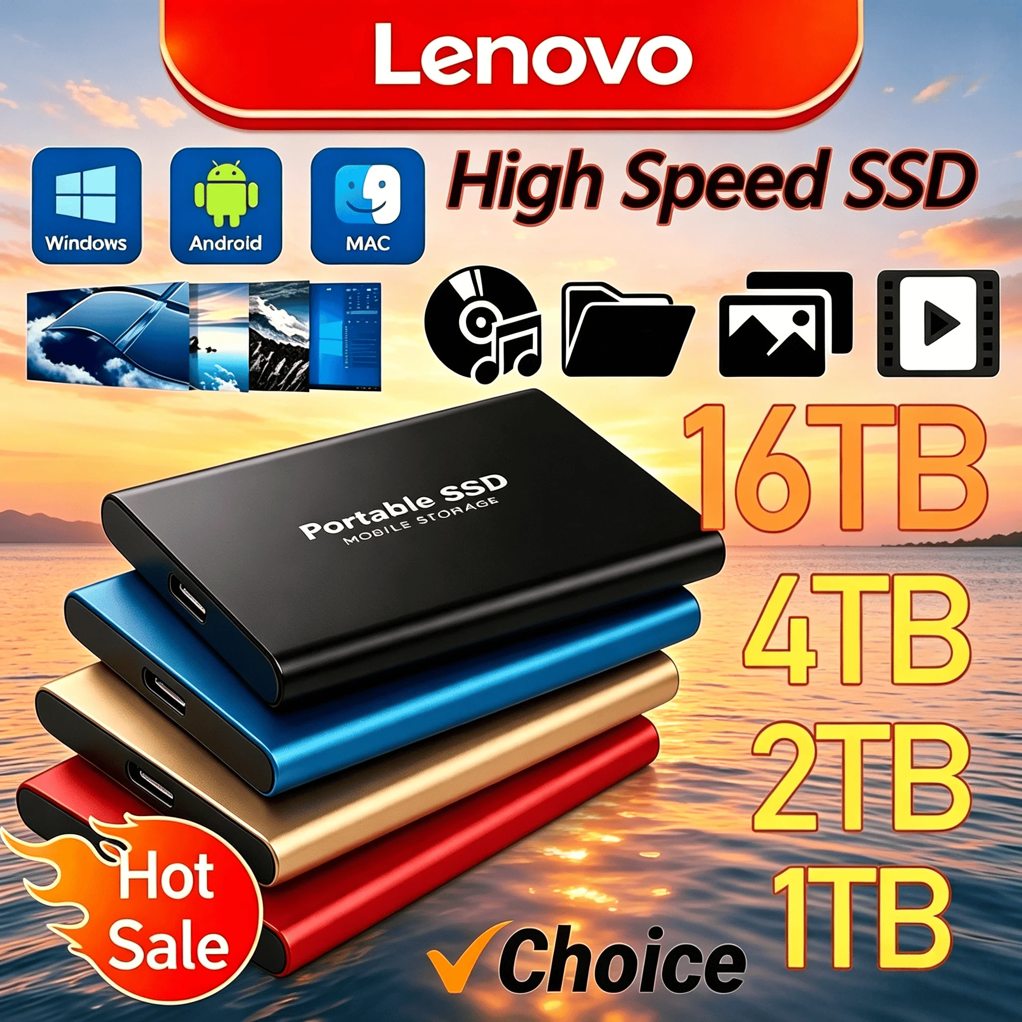 Portable External SSD 2TB 4TB Lenovo T5 USB 3.1 High Speed G