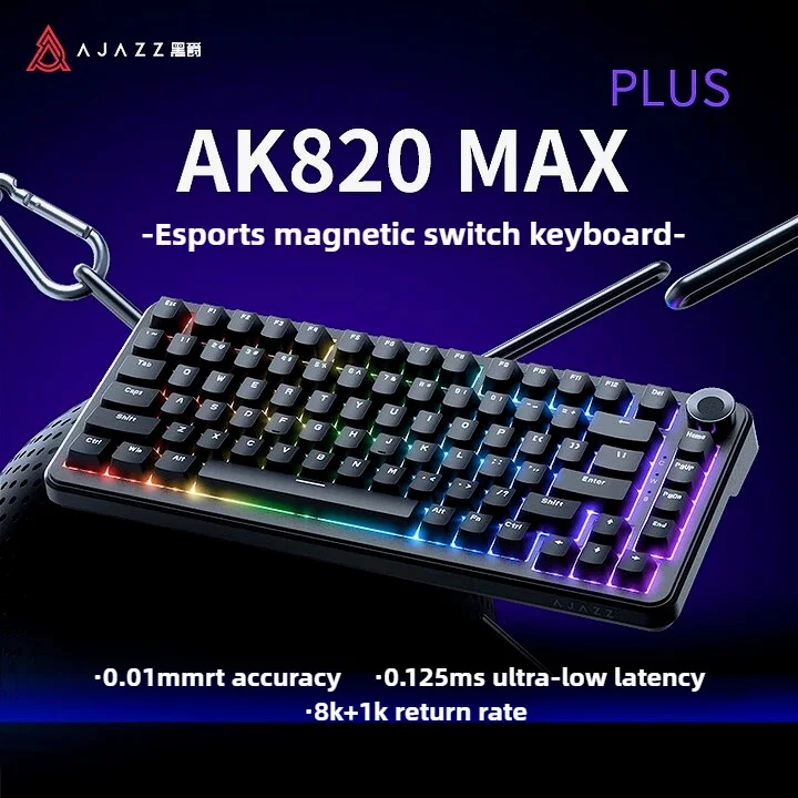 AJAZZ AK820 MAX PLUS Drie-modus magnetisch astoetsenbord Dubbel 8K 0,125 Ultra-lage latentie Full-key Hot-swappable RGB-licht