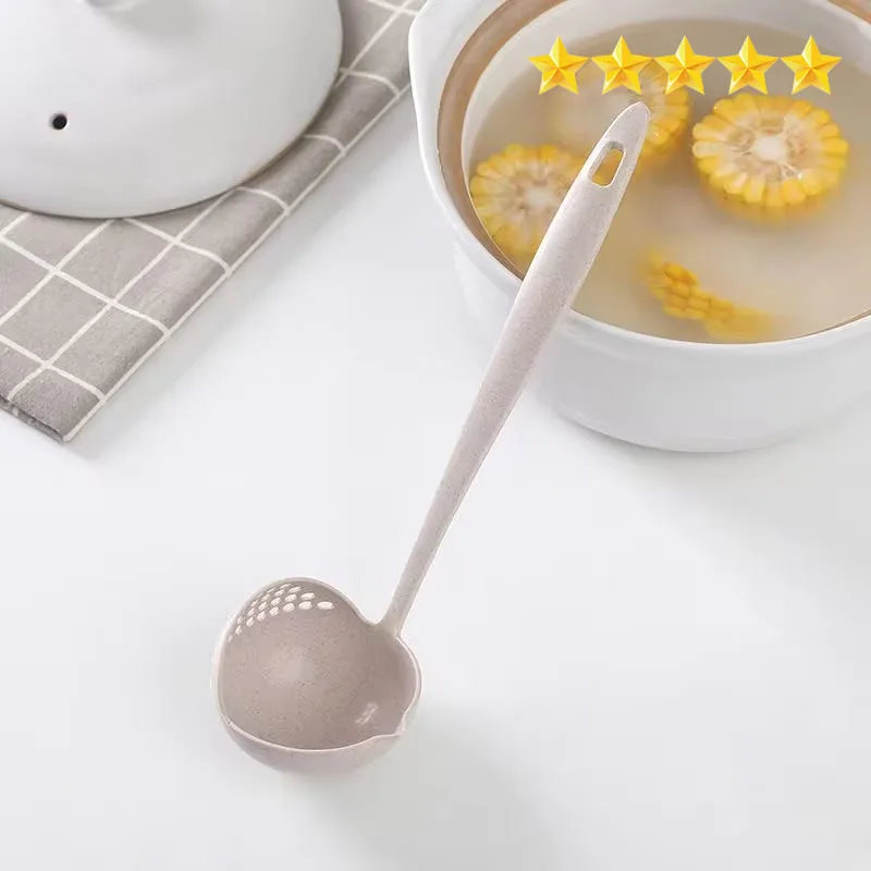 【Hot sales】Multifunctional 2-in-1 spoon filter fondue skimmer scoops porridge ladle Long spoon kitchen cutlery