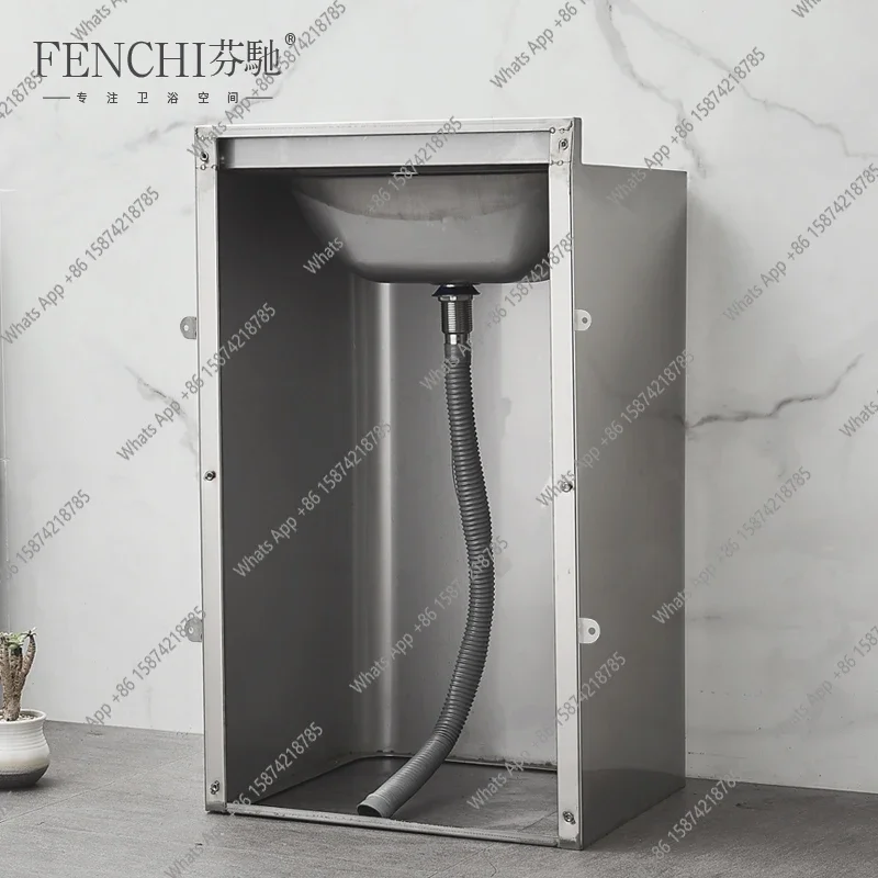A63 Stainless steel wash basin outdoor floor type household bathroom integrated wash basin outdoor column basin