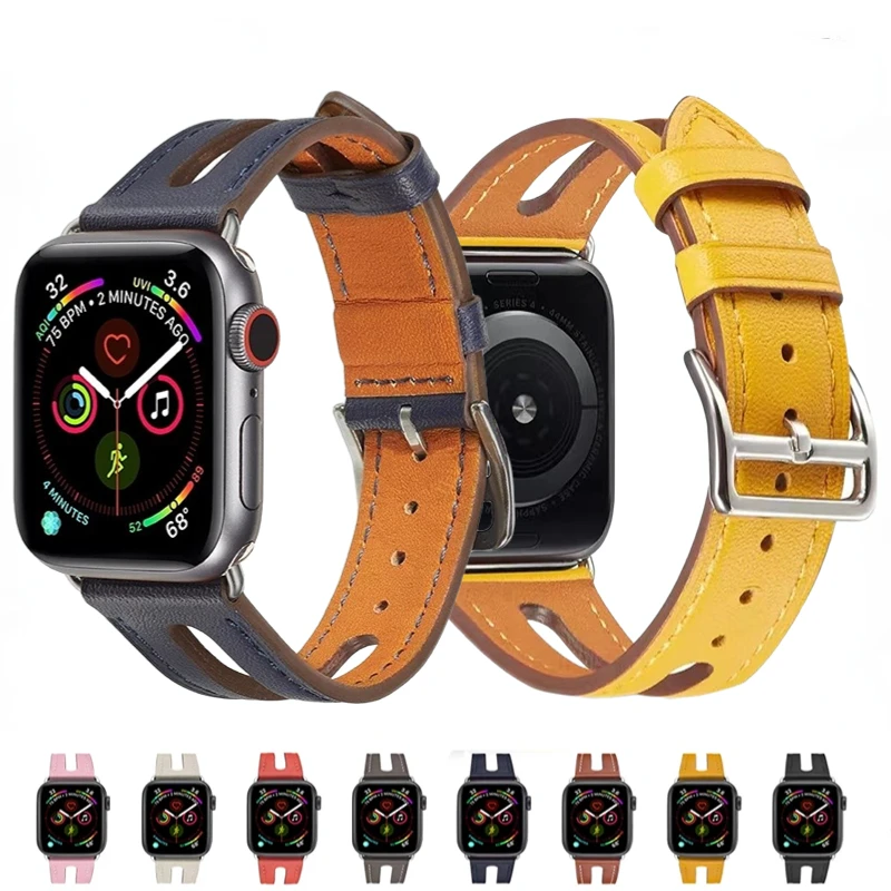 

Кожаный ремешок для Apple watch Ultra, сменный Браслет для iwatch series 6 5 4 3 SE 44 мм 42 мм 40 мм, 49 мм 8 7 45 мм 41 мм