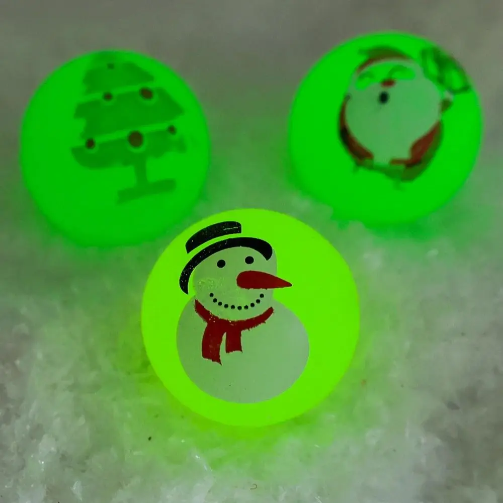 10 unids/set que brilla en la oscuridad, pelota elástica de Navidad, juguetes de Navidad, pelota de salto sólida, pelota hinchable luminosa, pelota elástica aleatoria